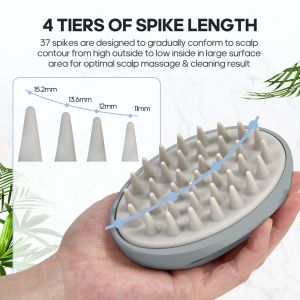 China Gray Interchangeable Scalp Scrub Brush With 3 Hardness Levels wholesale