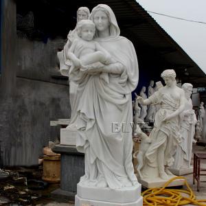 Marble Mary Holding Baby Jesus Statues Life Size Religious Virgin Sculpture