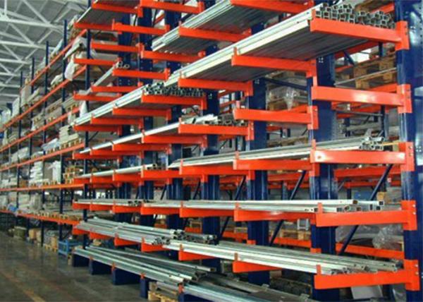 Double Side Structural Cantilever Pallet Racking , Warehouse Storage Racking