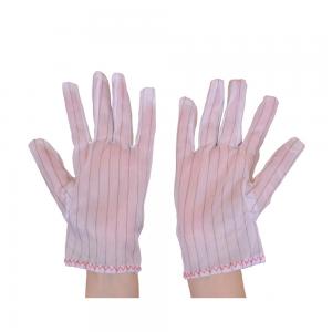 China 100% Polyester Cleanroom ESD Cloth Gloves Double Side Stripe supplier