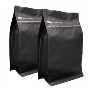 Wholesale 250g 500g flat bottom coffee bags with valve/Biodegradable zipper coffee packaging bags/Matte Black coffee bag