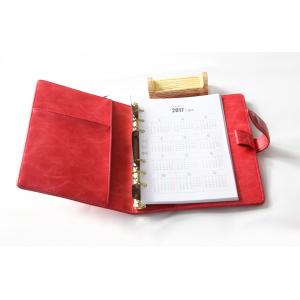 Red Color A6 Ring Binder Organiser With Pen Holder / Snap Fastener / Back Pocket