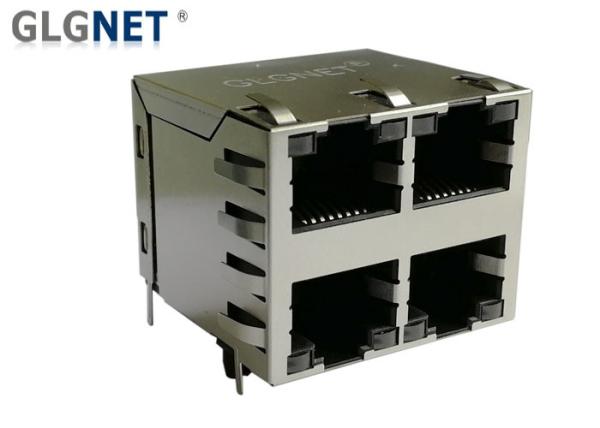 Magnetic RJ45 Connector  2x2 Ports RJ45 Jack with Integrated Transformer LEDs Available