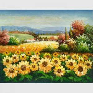 China Custom Palette Knife Sunflowers Oil Painting, Decorative Hand Painted Art on Canvas supplier