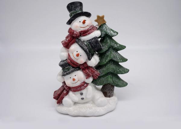 Logo Customized Polyresin Crafts Snowman Christmas Tree Decorations Figurines