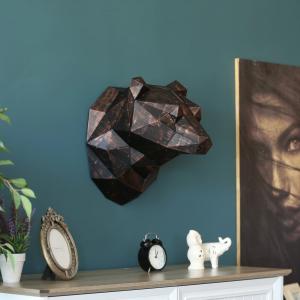 Geometric Bear Head 3d Metal Sculpture Home Decorative