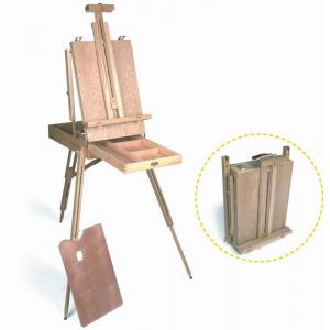 Wooden Painting Easel Art Stand , French Sketch Box Easel With Palette Belt Aluminium Tray