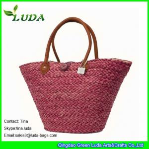 China LUDA discounted designer handbags red wine women straw beach handbags supplier