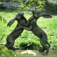 China WONDERS Custom Bronze Sculpture 45cm Fighting Hares Bronze Sculpture on sale