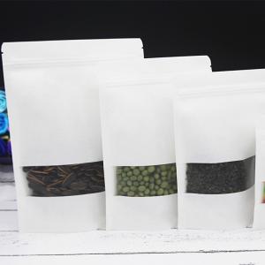China Frosted Open Window White Kraft Paper Bag Stand Up Bag Self Sealing Zipper Bag supplier