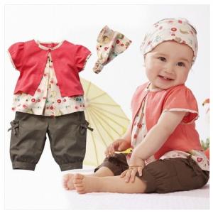 3 Pcs Baby Girls Fruits Pattern Top+Pants+Hat Set Outfits 0-3 Years Clothes