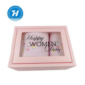 China Household Towel Apparel Packaging Boxes With Plastic Window OEM Service supplier