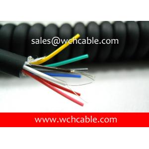 China UL20280 (24AWG) 8 Conductors Oil Resistant TPU Spiral Cable Black Jacket with Colorful PP Insulated Wire supplier
