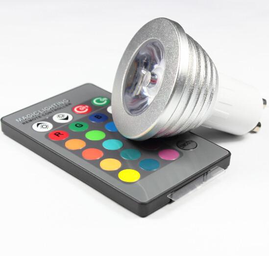 3W RGB LED COB Spotlights bulbs RGB led remote controller lathe aluminum housing