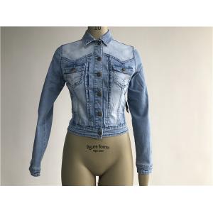 China Popular Light Wash Denim Jacket / Button Through Trucker Jacket TW76366 supplier