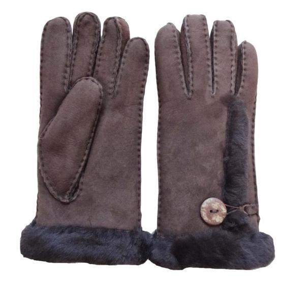 Women soft fashion double face fur lined leather gloves ladies lamb fur gloves