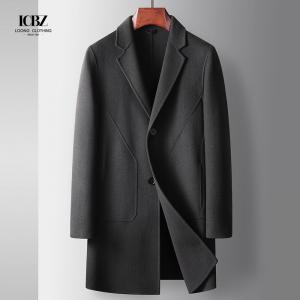 China Men's Long Woolen Trench Overcoat Winter Coat Wool Men Coat With Button Customized Logo supplier
