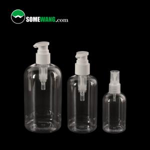 China 100ml / 200ml / 500ml Shampoo Shower PET Plastic Bottle With Pump Sprayer Cosmetic Packaging supplier