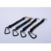 China Black Safety Flexible Coil Lanyard With 5CM Carabiner / Ring Fly Fishing Accessory on sale