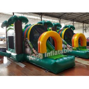 China Green Printed PVC Small Inflatable Bouncer Castle Kids Playground Flame Resistant supplier
