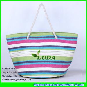 LUDA striped paper straw extra large beach bag