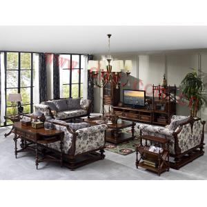 Antique luxury solid wood living room sets, sofa, coffee table, wall units and end table