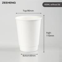 China Single Use Custom Disposable Coffee Cups Recyclable 12oz 400cc Double Layer White Paper on sale