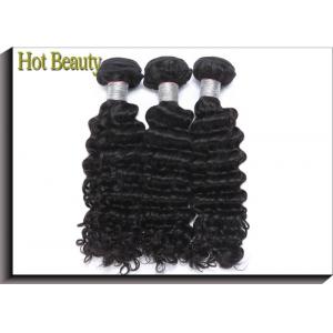China Black Virgin Human Hair Extensions / Americadyed Bleached Deep Wave Remy Hair supplier