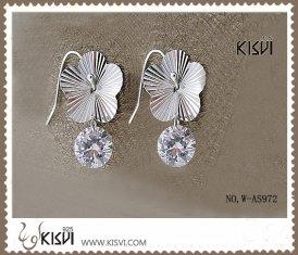100% 925 sterling silver plated with rhodium gemstone earrings with white zircon W-AS972