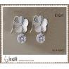 100% 925 sterling silver plated with rhodium gemstone earrings with white zircon W-AS972