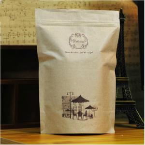 China Coffee Bean Customized Paper Bags Brown Kraft With Window and Zipper craft paper bag supplier