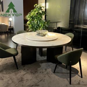 China Modern Kitchen White Dining Table And Green Chairs Swivel Round Dining Table supplier
