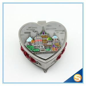 Castle Desgin Zinc Alloy Metal Jewelry Box with Mirror