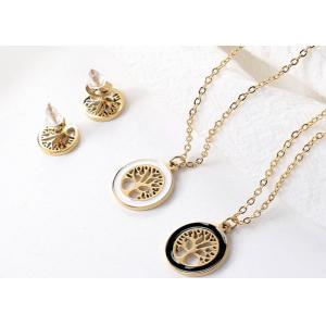 China Life Tree set Gold necklace 18k stainless steel earning popular accessories Spot Titanium steel set earrings wholesale supplier