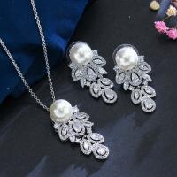 Luxury Crystal Bridal Wedding Jewelry Pearl Rhinestone Women Girls Necklace Sets Engagement Pa