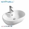 China AB8418 Popular White Ceramic Basin Above Counter Basin Countertop Ultra Thin Edge Bathroom Art Basin wholesale