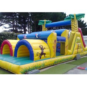 China Jungle Theme Inflatable Obstacle Course Plato 0.55 Mm PVC Material supplier