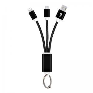Key Ring USB Data Cable 3 In 1 20cm Length For IPhone / Huawei / Samsung