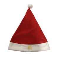 China 0.4M 15.75in Red Velvet Santa And White Christmas Hat With McDonald Logo on sale