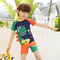 China Boy Swimming Trunks Dinosaur Suit Boy Split Swimming Suit With Hat on sale