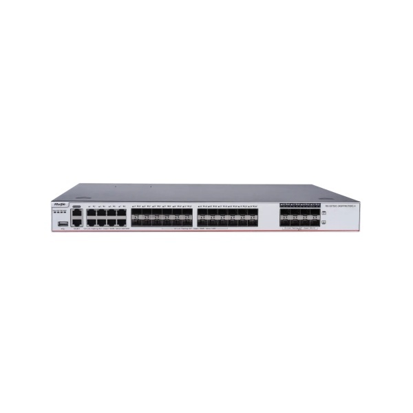 高性能Ruijieスイッチ、24 SFP 8x10Gポート、高度なL3ルーティングセキュリティ