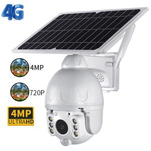 Metal Case 4G Solar Camera , Pure White Solar Battery Powered Ptz Alert Camera