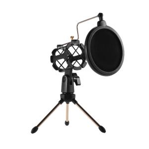 3 Leg 9cm Adjustable Desktop Microphone Stand , Studio Mic Stand And Pop Filter