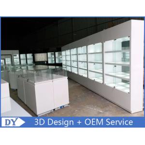 China Fashion Store Jewelry Display Cases With Tempered Glass Shinning White supplier