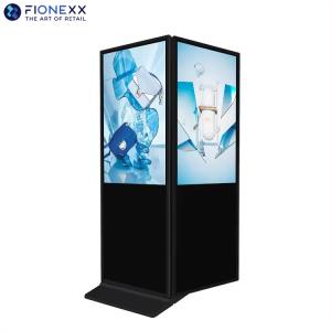 China Publicidad en interiores Quiosco de señalización digital de pantalla doble con soporte de piso de doble lado y solución Android wholesale