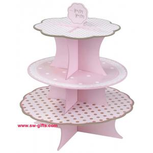 China Fashion Colorful Design 3 Tier Paper Cardboard Cupcake Stand,Wholesale Wedding Cake Stand supplier