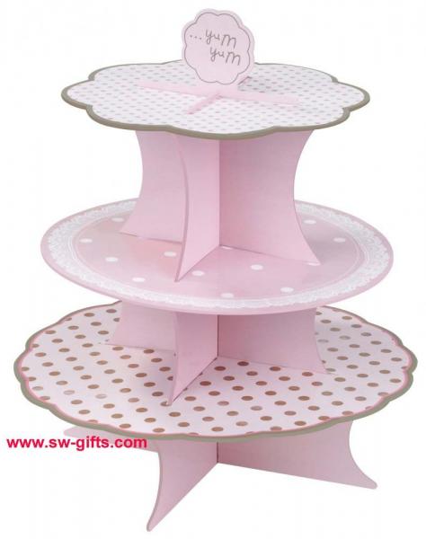 Fashion Colorful Design 3 Tier Paper Cardboard Cupcake Stand,Wholesale Wedding