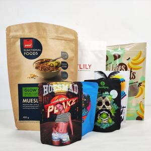 Colored Plastic 3.5g Resealable Mylar ziplockk Bags Custom Printed Dry Food Packaging Bags