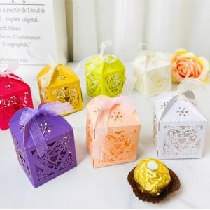 7.5x5x5cm Gift Packaging Box laser embossed Hollow Out For Wedding Souvenir