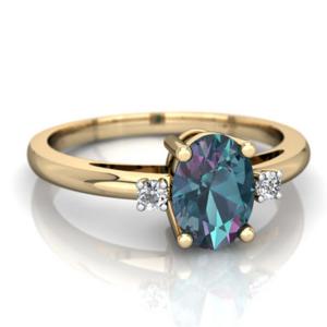 Gold Plated Wholesale 925 Sterling Silver Jewelry Women Wedding Ring Oval Shape Lab Created Alexandrite Stone Ring